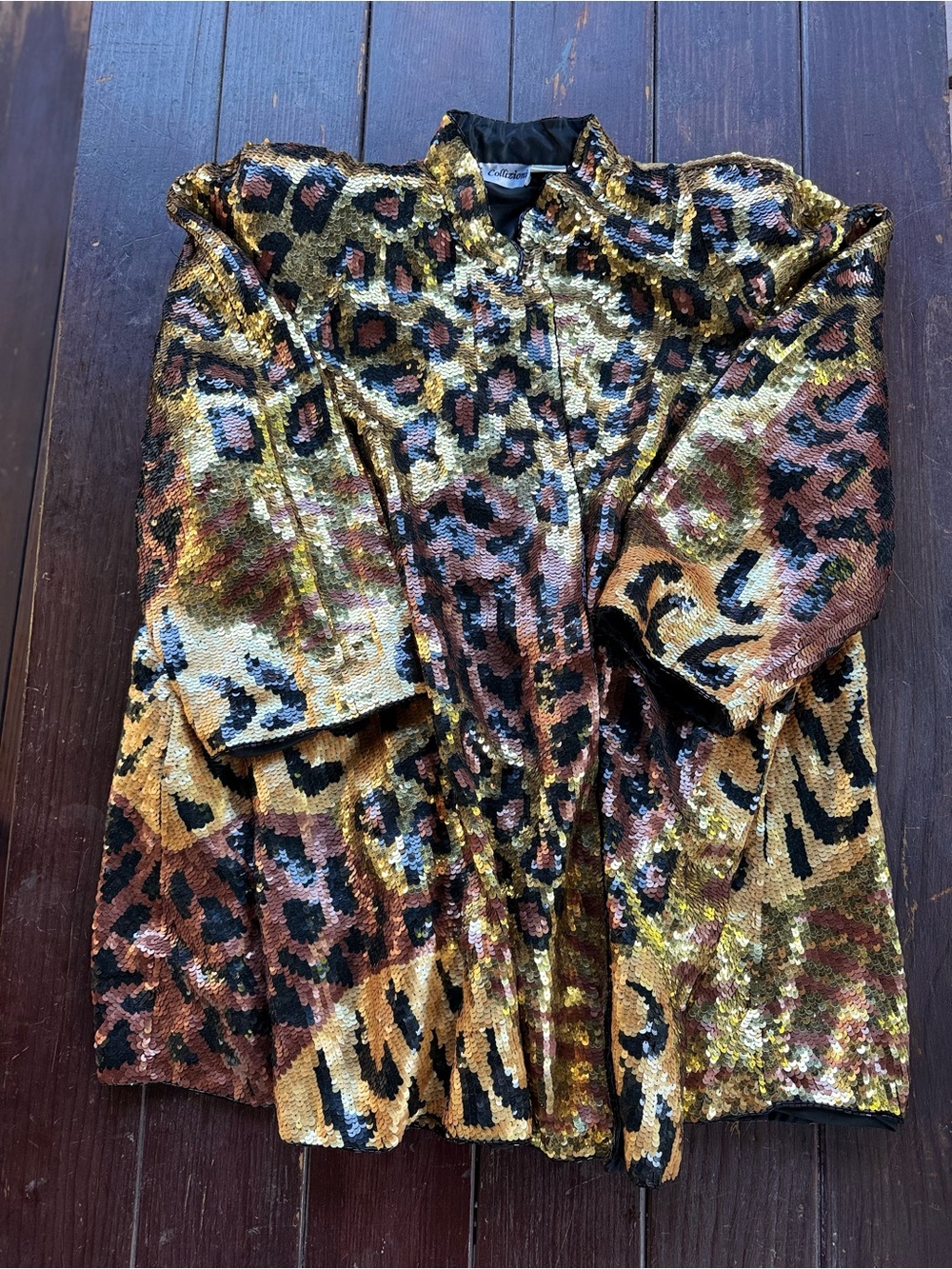 French Collezioni Leopard Print Sequin Jacket Size XL